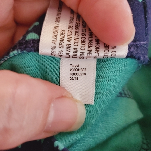 K1198 * Cat & Jack Girls Heart Print Leggings Blue Green Size 6/9M - Picture 6 of 6